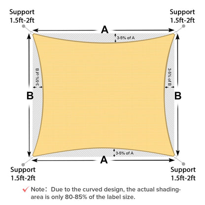 Artpuch 12'x16' Sun Shade Sail BeigeCurved Commercial Outdoor Shade Cover Cream Rectangle Heavy Duty Permeable 185GSM Backyard Shade Cloth for Patio Garden Sandbox (We Make Custom Size)
