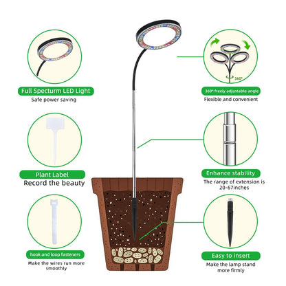LCCYJYZY Full Spectrum LED Grow Light, 84 LEDs with 3 Color Modes, 67in Adjustable Gooseneck, 360° Rotating Head, Desktop Plant Light with Timer, 10 Brightness Levels, (Black)