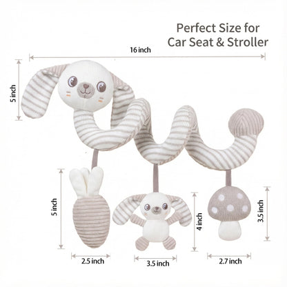 Carseat Toys Hanging Spiral Bunny – Car Seat Toys for Babies, Stroller Toys for Babies 0-6-12 Months, Crib Toys Hanging & Baby Hanging Toys, Newborn Infant, for Baby Gym & Stroller Toy