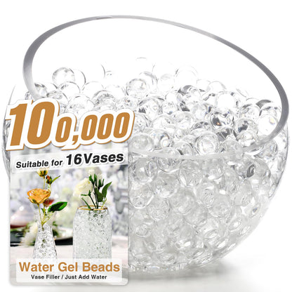 NOTCHIS 100,000 Clear Water Gel Beads for Vases, Transparent Water Gel Beads for Vase Filler, Candles, Wedding Centerpiece Floral Decorations