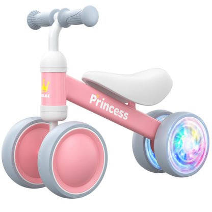 BEKILOLE 1 Year Old Girl Gifts Baby Balance Bike 1st Birthday Girl Gift with LED Light Up Wheels for 12-24 Months Toddlers - ASTM Certified 2-Minute Assembly Pink First Ride On Training Toy