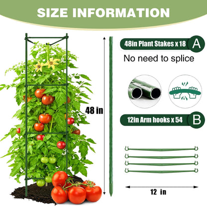 6 Pack Tomato Cage for Garden, 48 Inches Metal Garden Stakes, Plant Support Cages Trellis for Garden and Pots, Tomato Trellis for Potted Plants, Trellis for Climbing Plants Outdoor,Green