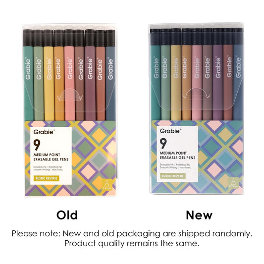 Grabie Erasable Gel Pens, Medium Point 0.7 mm Erasable Pens, Make Mistakes Disappear for Drawing Writing Planner, Pack of 9 Assorted Colors(Rustic Reverie)