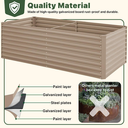 DTIG Galvanized Raised Garden Bed for Vegetables Flowers Herbs, Tall Metal Raised Garden Bed Kit with Garden Tools, Gloves, Plant Labels, Brown 6×3×2FT
