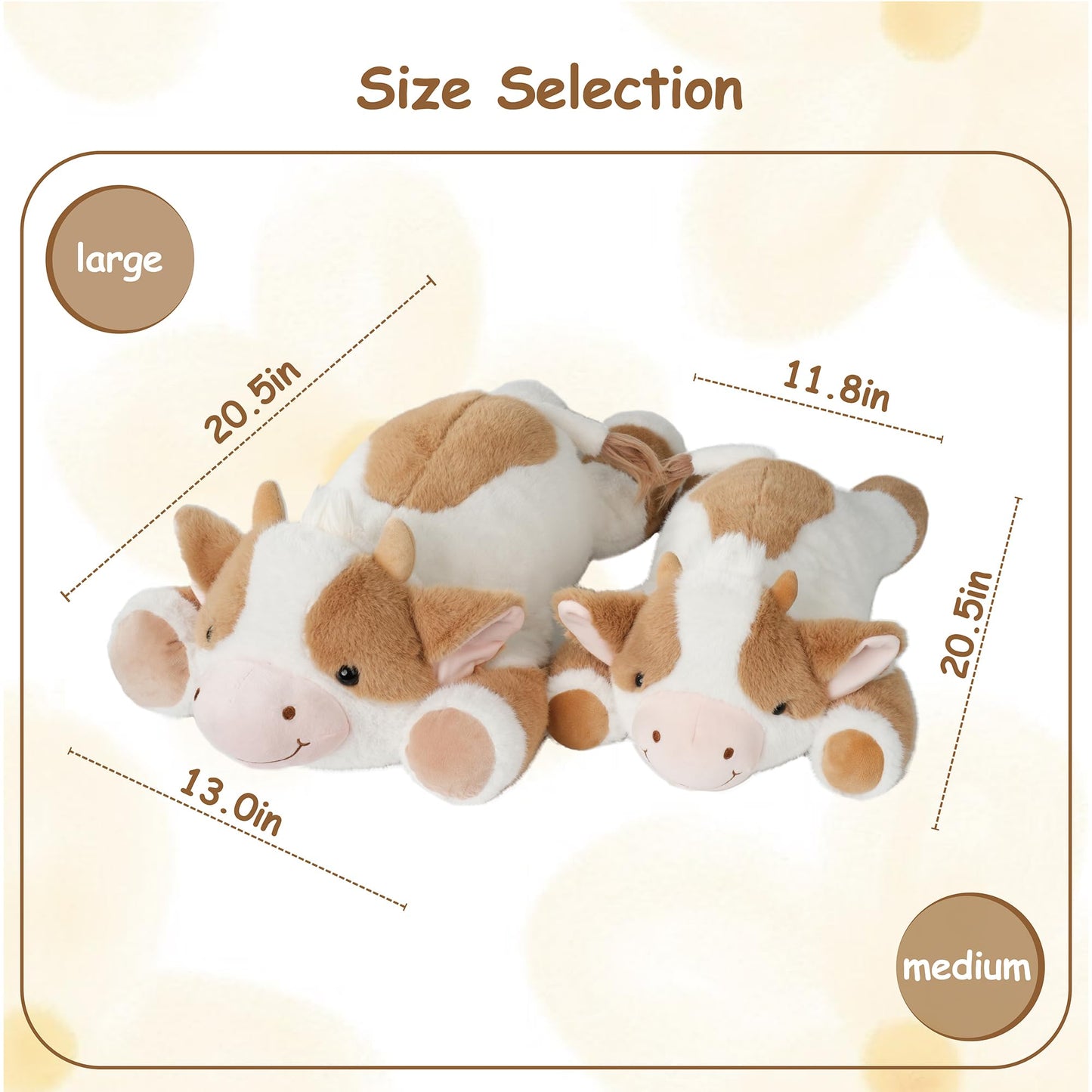 GILFWM Weighted Stuffed Animals Cow - 20.5" Cute Toy Pillow Plushie Gifts for Kids Boys Girls & Adults, 3 lbs Soft Washable Plush Pillowfort