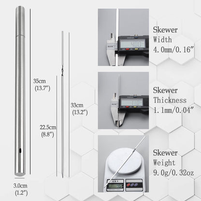 【30-PACK 304 Stainless Steel with Holder】Titan Skewers for Grilling – Flat BBQ Skewers with Storage Tube | Food-Grade, Rust-Proof & Dishwasher Safe | 13.2" Kebab Sticks for Meat, Veggies & Shrimp