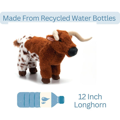 The Petting Zoo Longhorn Stuffed Animal Plushie, Gifts for Kids, Wild Onez Wildlife Animals, Longhorn Plush Toy 12 inches