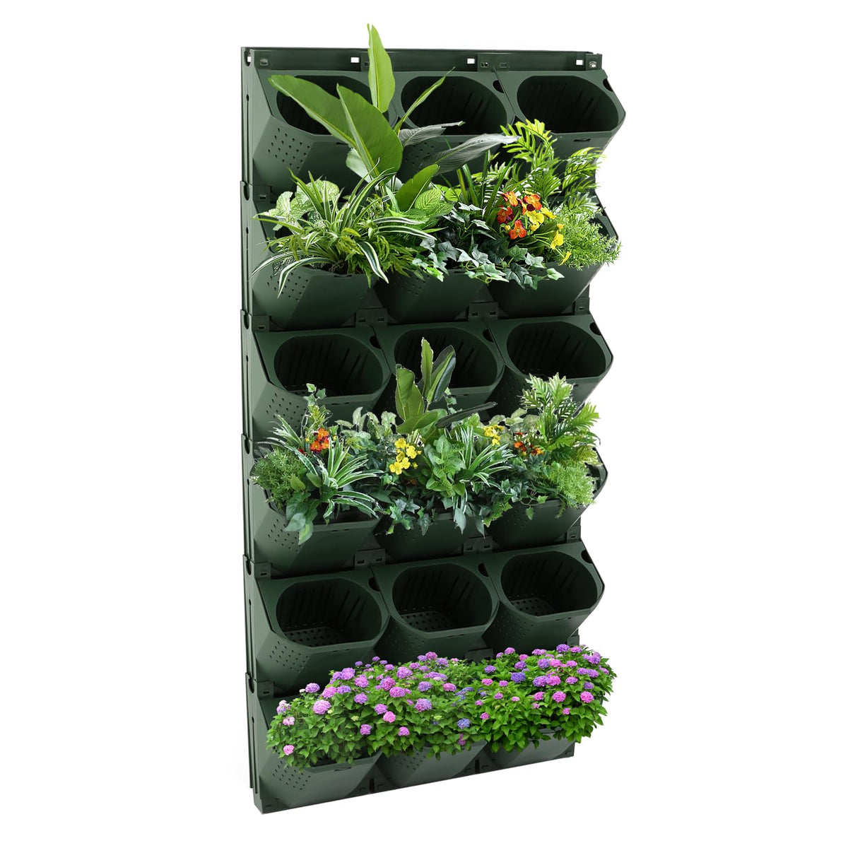 Self Watering Wall Planter | 36 Pots Vertical Garden Planter for Indoor Plants | Wall-Mounted Stackable wall planter | Hanging Plant Flower Pot Holder | 10.56 Fl Oz Each Individual Pot | Army Green
