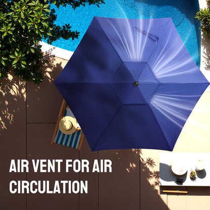 CROWN SHADES 9 Ft Patio Umbrella - Polyester Outdoor Umbrella with 30° Push Button Tilt, Patented Edge Connection Design for Patio, Pool, Garden & Table, UV Resistent
