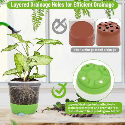 Caffox 57PCS Reusable Seed Starter Kit Includes 26 Packs 4" Clear Nursery Pots with Silicone Base, Repotting Mat, Gardening Gloves, Plant Labels and Seedling Tools for Easy Transplant