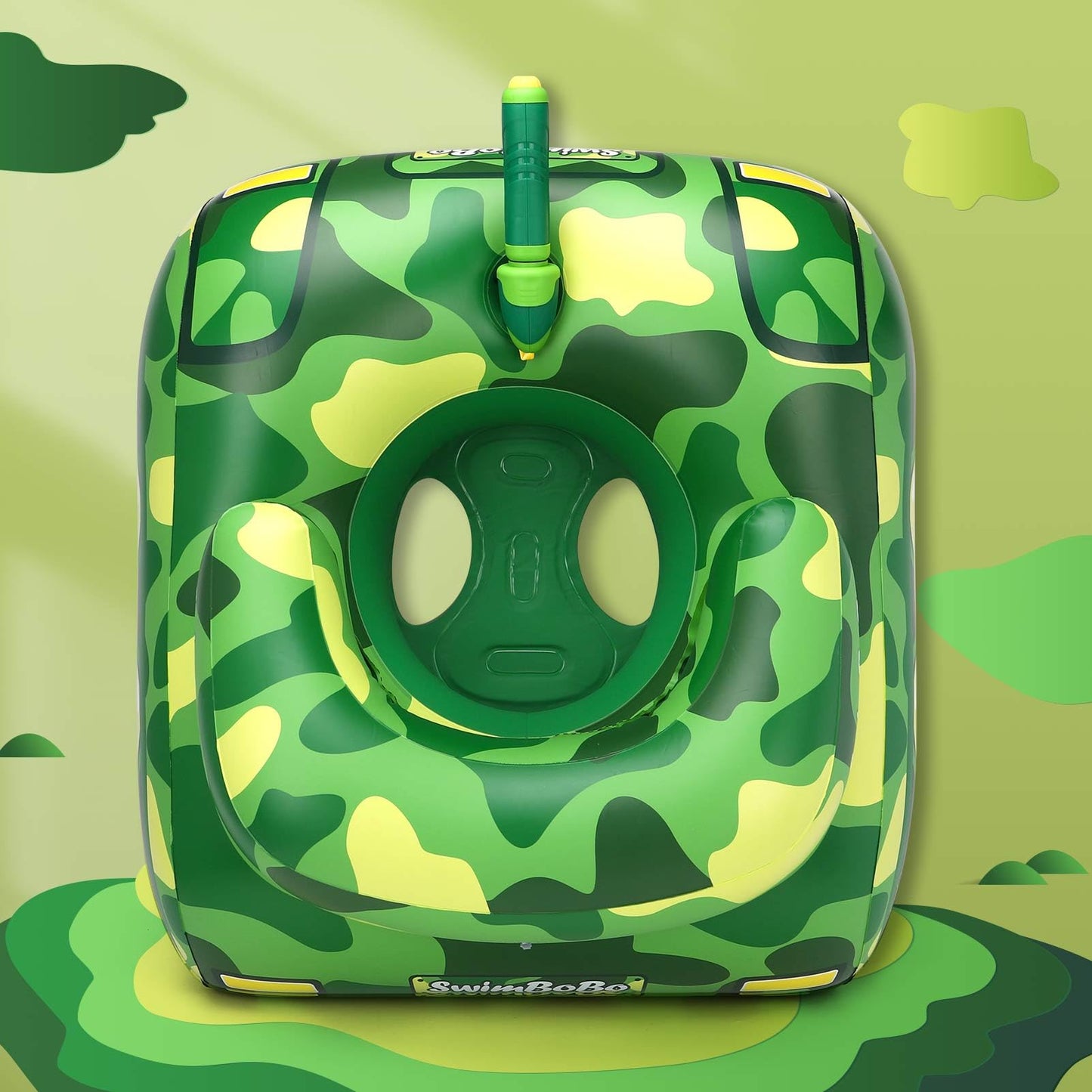 Swimbobo Tank Pool Floats with Water Gun Kids Toddler Pool Floaties Swim Floaty Rafts Lake Beach Party Pool Toys for Boys Girls (Green Tank)