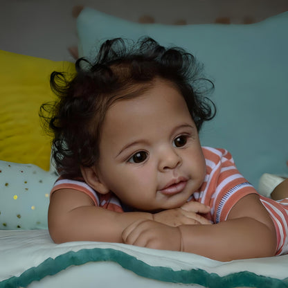 kgniess me Lifelike Reborn Baby Dolls Black Girls Anthony Reborn Doll Girls 21-Inch Soft Body Realistic African American Newborn Baby Doll Real Life Baby Dolls Gift Box Toys for Kids Age 3+