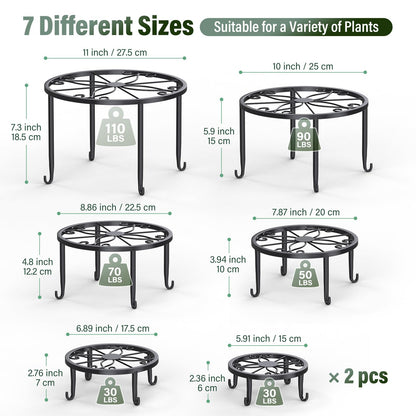 ORNQZ ANXI 7 Pack Metal Plant Stands, Anti-Rust Plant Holder Outdoor Flower Pot Stands, Indoor Plant Stands for Patio, Heavy Duty Plant Shelf Multiple Plant Display for Home, Garden