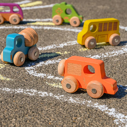 TickiT Rainbow Wooden Vehicles - Set of 12 - Small, Chunky Cars - for Ages 12m+ - Develop Fine-Motor Skills - Loose-Parts Toys for Toddlers