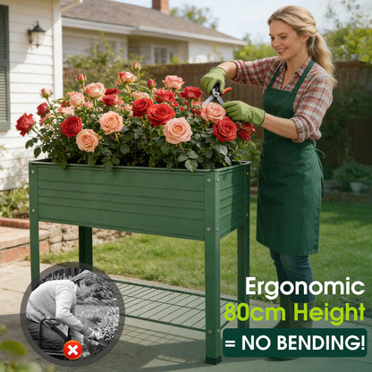 YKTEEDENS 2-Pack Raised Garden Beds - Galvanized Steel Planter Boxes, 400 lb Capacity, 5 Drainage Holes & 2 Flow Channels, Elevated Garden Bed with Mesh Bottom for Outdoor Gardening