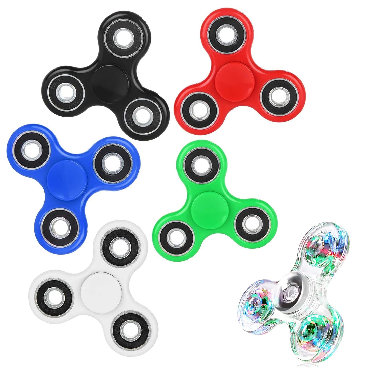 SCIONE 5 Pack Fidget Spinners Toys with LED Fidget Spinners Light up Sensory Fidget Toys for Kids,Glow in The Dark Toys-ADHD Anxiety Toys Stress Relief Return Gifts Goodie Bag Stuffers Classroom Prize