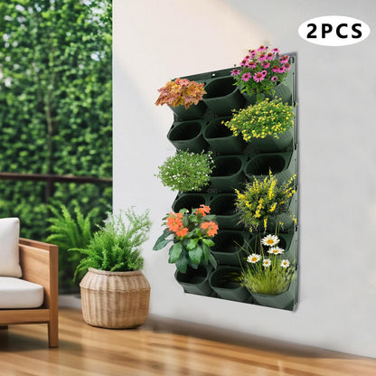 Eapmic Vertical Wall Planter with 36 Pots, Hanging Garden Plant Flowerpot Holder, Stackable Wall-Mounted Planter, Balcony Planters for Flowers Vegetables Fruits (Army Green, 36 Pots)