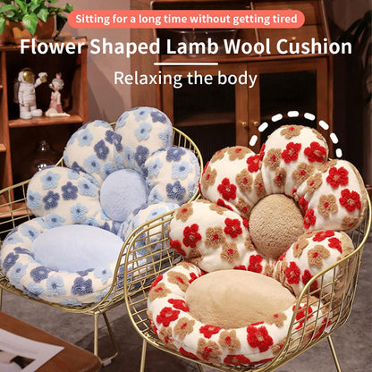 Gujuja Flower Chair Cushion with Backrest Comfortable Office Chair Pad Student Dormitory Seat Cushion for Sedentary Group Home Decor