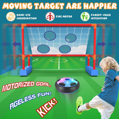 Ocditikl 2-in-1 Moving Kick Toss Games for Kids Ages 4-12, Light Up Hover Soccer Ball with Animal Bean Bag Toss, Indoor Outdoor Birthday Toys for 4 5 6 7 8 9 10 11 12 Year Old Boys Girls