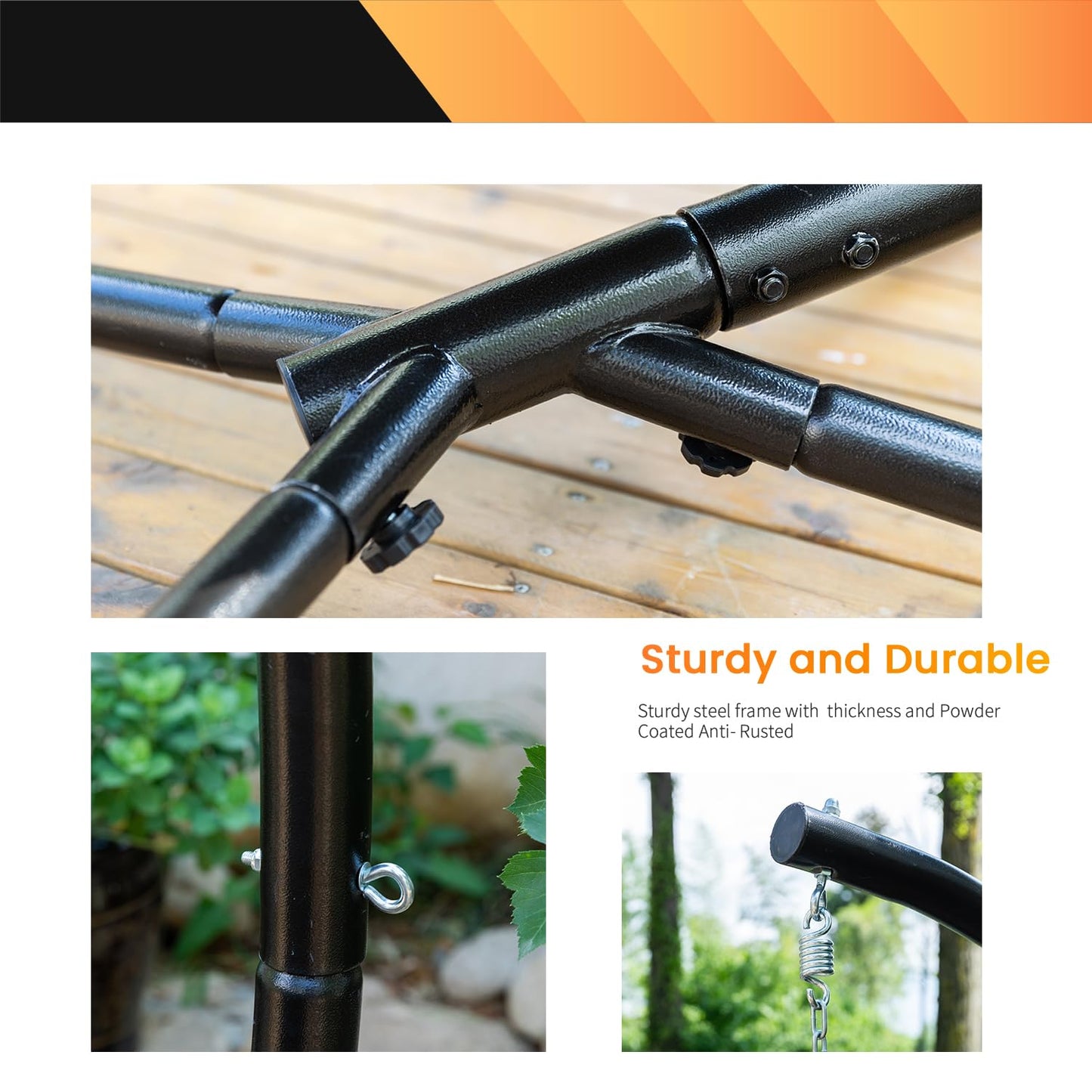 FDW Hammock Chair Stand, Outdoor Solid Steel Heavy Duty Construction for Hanging Hammock, Hanging Stand Max Load 400 LBS Air Porch Swing - 360 Degree Rotation