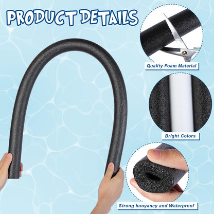 Hollowfly 12 Pcs Pool Noodles Bulk Foam Swimming Noodles Small Hollow Bright Foam Tube Pool Sticks for Craft Projects Adults Swimming Floating (40 x 1.6 Inches,Black&White)