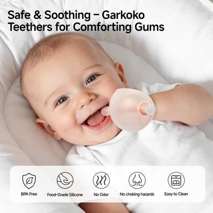 Garkoko Baby Teething Toys for Teething Relief, Silicone No-Drop Baby Teether Toys for 3-6 & 6-18 Months, BPA-Free Infant Chew Toy