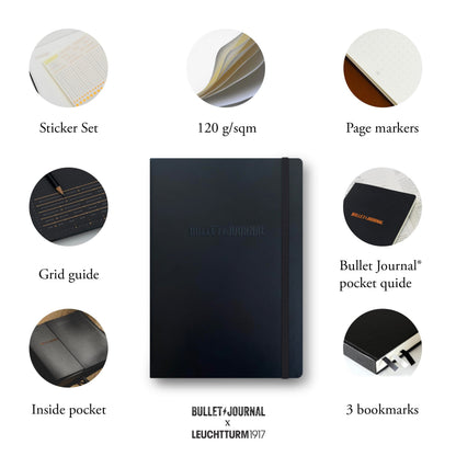 LEUCHTTURM1917 The Official Bullet Journal Edition 2 - Notebook Built for BuJo, Medium A5 204 Pages of 120gsm Paper, With Bujo Pocket Guide (Yellow24)