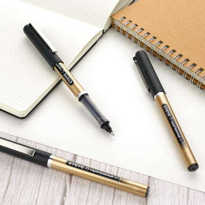 EYEYE Black Rollerball Pens 12 Pack 0.7mm Medium Point, Quick Dry Liquid Ink, Smooth Writing for Journaling, Note Taking, Office & School Supplies