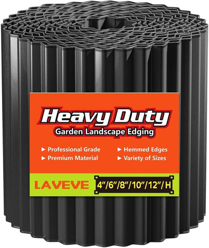 LAVEVE Corrugated Metal Garden Edging 8" x 20Ft, Landscape Edging Border for Lawn, Flower Bed, Garden Fence, Paver Edging (Black)
