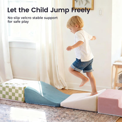 Tiny Land Soft Foam Climbing Blocks for Toddlers, 6-Piece Baby Foam Climbing Blocks, Indoor Playground Climbing Toys, Ideal Gift for Kids Activity Crawling and Sliding Foam Play Set (Morandi)