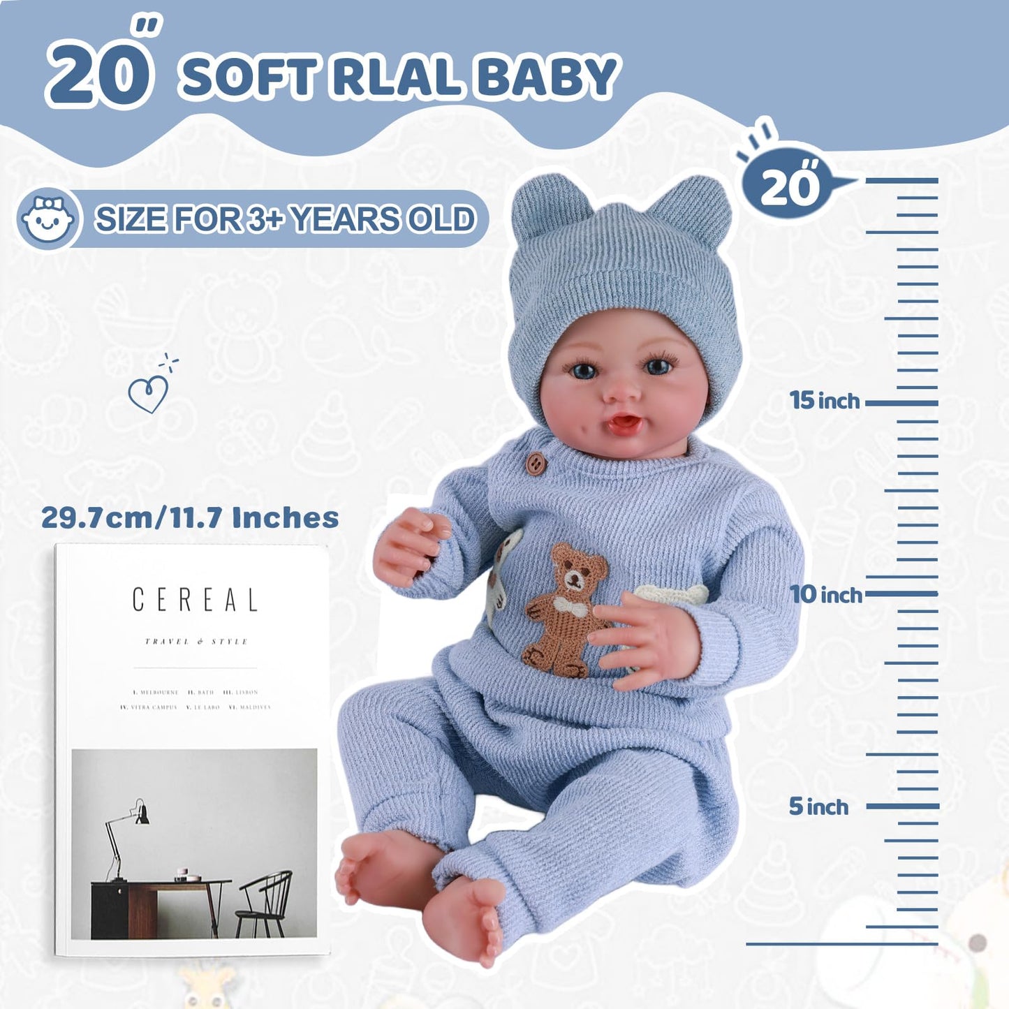 BABESIDE Realistic Reborn Baby Dolls Boy - Ailsa 17 Inch Lifelike Newborn Baby Doll Handmade Real Life Baby Dolls Reborn Doll with Soft Cloth Body Gift Toys for Kids Age 3 +