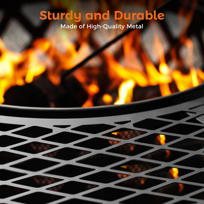 BALI OUTDOORS Fire Pit with Poker, 40 inch Outdoor Fire Pit Patio, Wood Burning Firepits for Outside with Grill