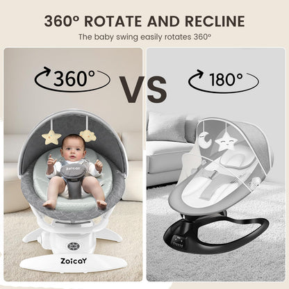 3-in-1 Baby Swing for Infants, Infant Swing with 5 Speeds & 3 Swing Modes, 12 Lullabies, Electric Swing for Baby, Indoor & Outdoor Use, Up to 25 lbs, Gray