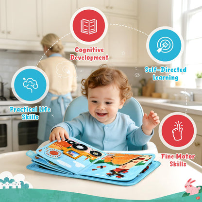 JoyCat Farm Busy Book for Toddlers 1-3, 21-in-1 Montessori Toy, Busy Travel Quiet Book, Birthday Gift for 1-3 Year Old