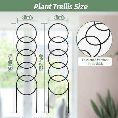 17.5 Inch Plant Trellis Indoor for Climbing Plants,Metal Trellis,Small Garden Trellis for Potted Plants,Plant Stakes for Indoor Plants Accessories Hoya,Flower,Plant Support,Plant Gifts(Circular-Metal)