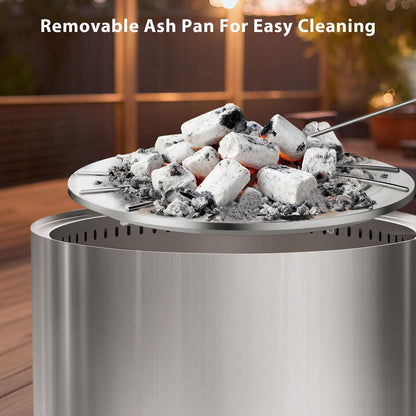 Panovue 22 Inch Smokeless Fire Pit, Stainless Steel Wood Burning Outdoor Firepit for Outside Patio, Backyard, Camping and Outdoor Gatherings,Outdoor Fire Place with Removable Ash Pan