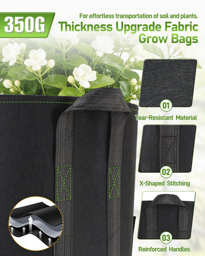 joyhalo 15 Gallon Potato Grow Bags, 4 Pack Planter Pot with Handles, Nonwoven Fabric Pots with Harvest Window & Visible Window, Heavy-Duty Planting Bags for Vegetable & Fruit, 5-Color Plant Labels