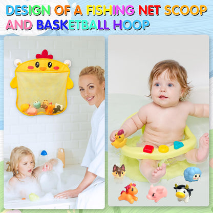No Hole Mold Free Bath Toys for Toddlers 1-3, Animal Water Toys for 6-12 Months Infants with Storage Bag, Soft Squeezable Water Toys for Babies and Toddlers, for Pool, Bathtub, Beach, Tub
