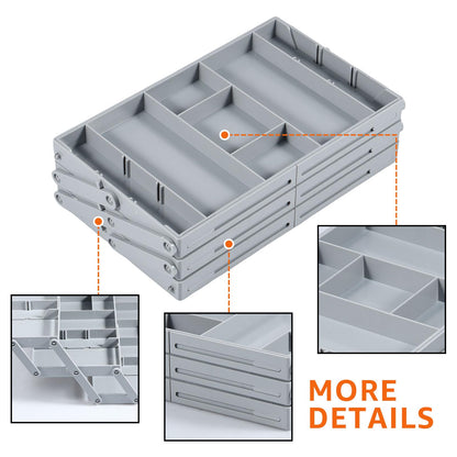2/3 Tier Drawer Organizer, Collapsible Multi Level Drawer Organizer Tray, Expandable Bathroom Desk Drawer Organizer Trays, Adjustable Compartments Storage Trays for Jewelry (Single Row 3 Tiers)