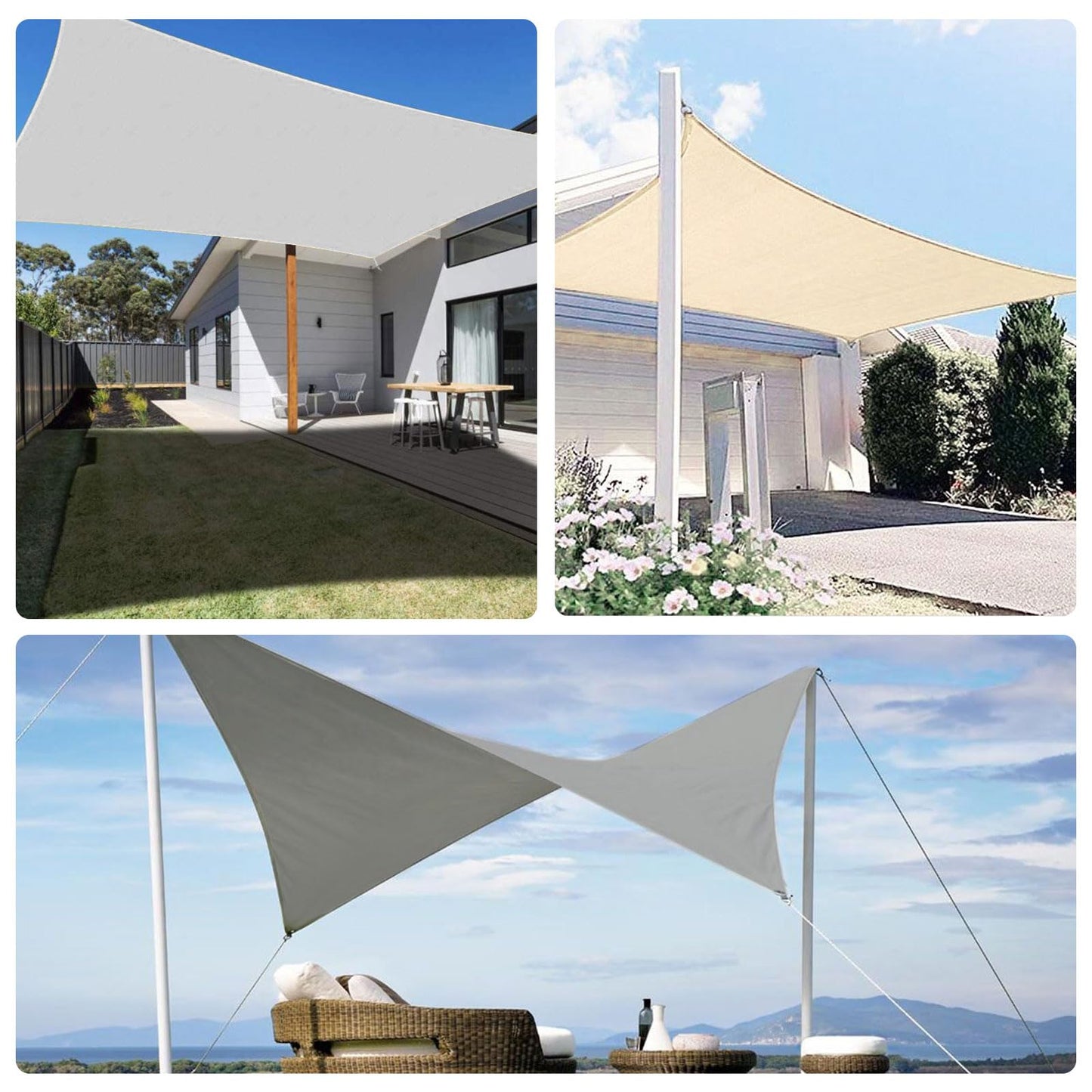 RICHIE Upgrade 12'x16' Sun Shade Sail Rectangle Canopy, Water Resistant & UV Block Sunshade for Outdoor Patio Lawn Beach Garden Carport Backyard Deck Pergola, Sand