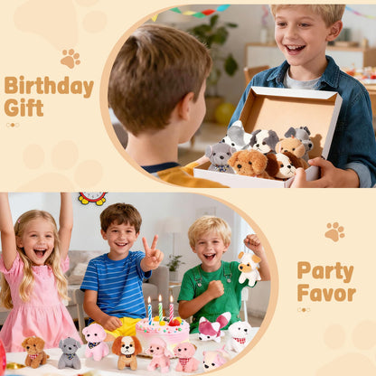 Niceup 24PCS Adopt a Puppy Party Favors Kids Mini Plush Dog Non-candy Easter Basket Stuffers Bulk Stuffed Animals Dog Paw Adoption Pet Doll Toys Birthday Party Goodie Bag Fillers Classroom Reward Gift