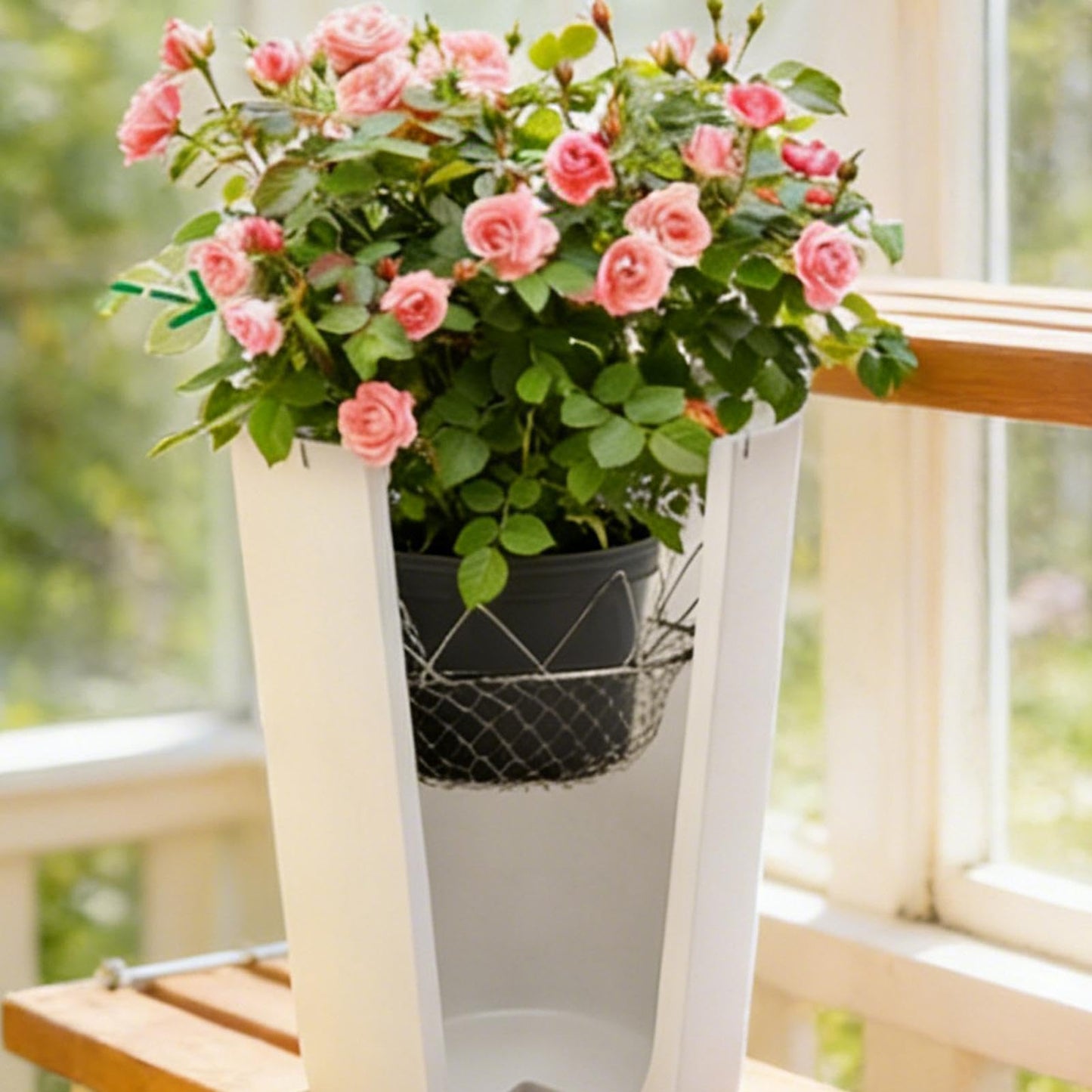 Adjustable Planter Insert For Pots, Heavy Duty Rustproof Plant Riser With Hanging Chains, Rustproof Stainless Steel Plant Pot With Chains For Indoor & Outdoor Flower Pots, Home Garden, Patio