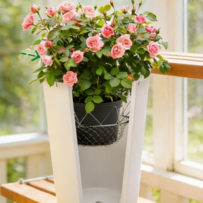 Adjustable Planter Insert For Pots, Heavy Duty Rustproof Plant Riser With Hanging Chains, Rustproof Stainless Steel Plant Pot With Chains For Indoor & Outdoor Flower Pots, Home Garden, Patio