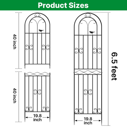 ARIFARO 78 inch Metal Garden Trellis for Climbing Plants, Pack of 2, Indoor/Outdoor Sturdy Decorative Plant Trellises for Potted Plants, House Plants, Climbing Vines, Bird Pattern