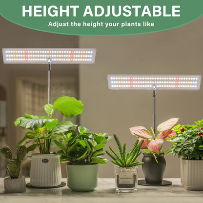 LORDEM Grow Light for Indoor Plant, Full Spectrum LED Plant Light, Height Adjustable Growing Lamp with Auto On/Off Timer 4H/8H/12H, 4 Dimmable Brightness, Ideal for Home Desk Plant Lighting, 2 Pack