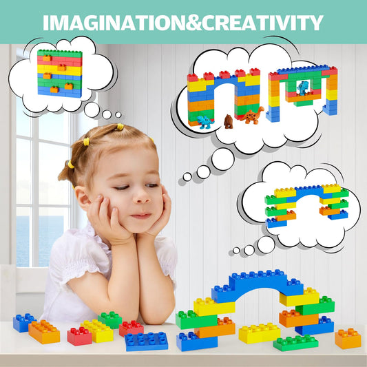 Anpcso Building Blocks for Toddlers 2-5 Including Dinosaurs Cars, 116-piece Large Classic Building Bricks Set, Educational Toys for Children Boys Girls All Ages, Compatible with All Major Brands