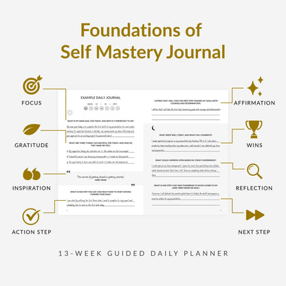 Foundations of Self Mastery Journal – Guided Daily Planner for Men & Women | Goal Setting, Gratitude, Manifestation, Affirmation, Reflection, Mindfulness, Productivity & Personal Growth (White)