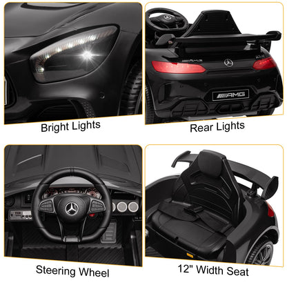 Winado 12V Ride on Car, Licensed Mercedes Benz AMG GTR Battery Powered Electric Vehicle, w/Parent Remote, Wider Seat, LED Lights, Openable Doors, MP3 Player, Smooth Start, 3 Speeds - Black
