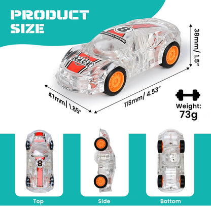 ZOHANINDL LED Light Up Pull Back Car Toys,Race Cars Toy (2 Pack),Car Body Glows-Batteries Included,Suitable for Toddlers 3 4 5 6 7 8 Year Old Kids for Boys and Girls Birthday Party Gift