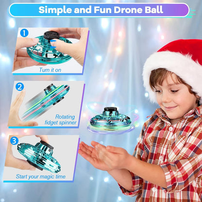 Vantexi Drone for Kids Flying Toys,2026 Upgrade LED Fidget Spinner,Hand Operated Fidget Flying Spinner Toy for Indoor Outdoor, Christmas Birthday Gifts for 6 7 8 9+ Year Old Boys Girls(Blue&Green,ABS)